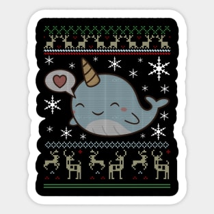 Christmas Ugly Sweater Narwhal Shirt Gift Decorations Sticker